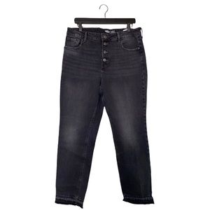 OLd Navy Women’s Plus Size 16 Black Power Straight High Rise Button Fly Jeans